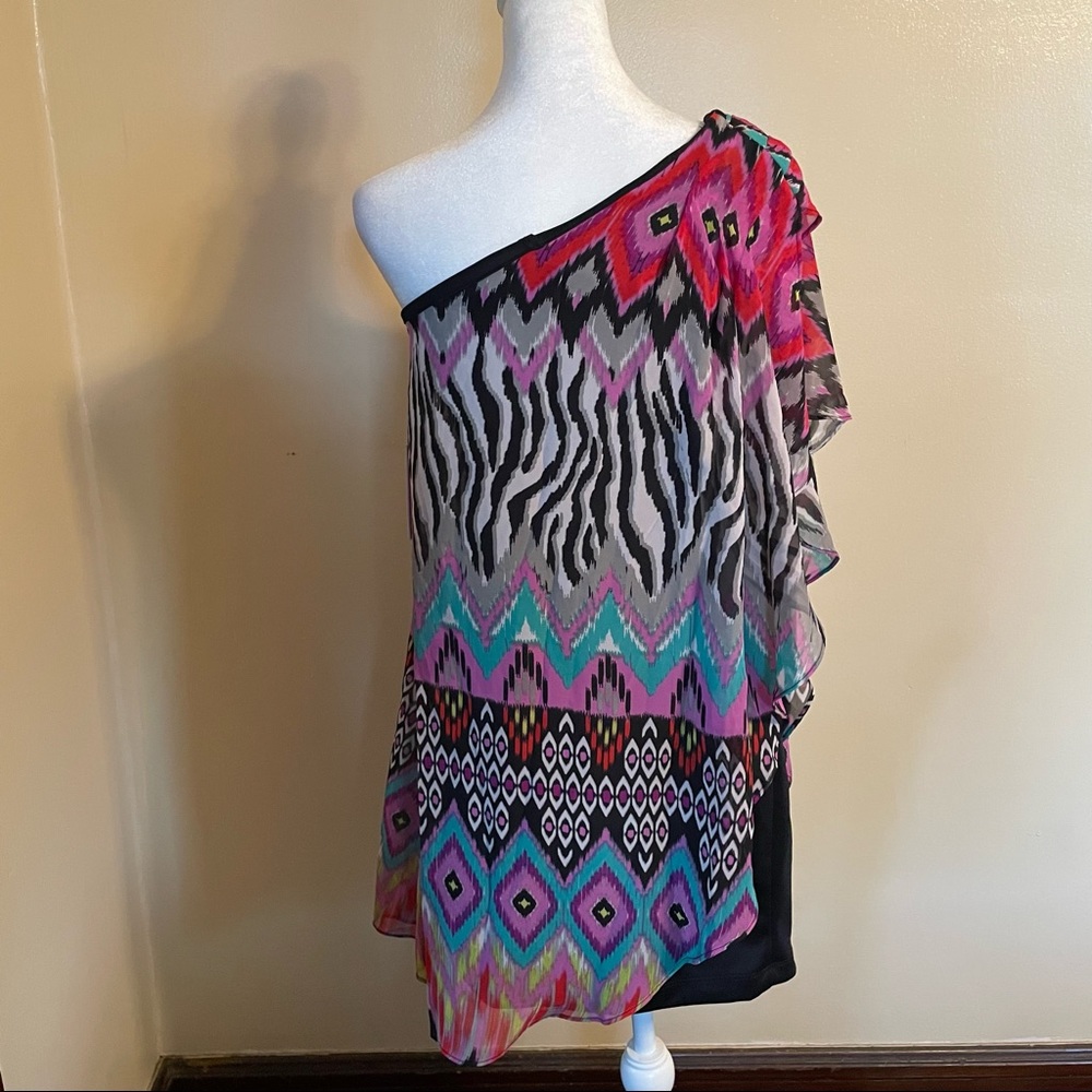 Bisou Bisou One-Shoulder Draped Dress NWT  Size 4